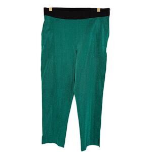 Vintage Y2K Green Sparkle Metallic Legging Pants Elastic Waist *Unbranded*